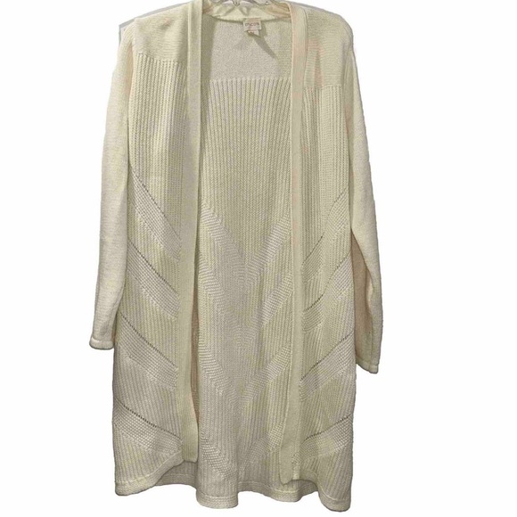 Chico’s Open Knit Duster Cardigan Women’s Medium - Picture 1 of 7